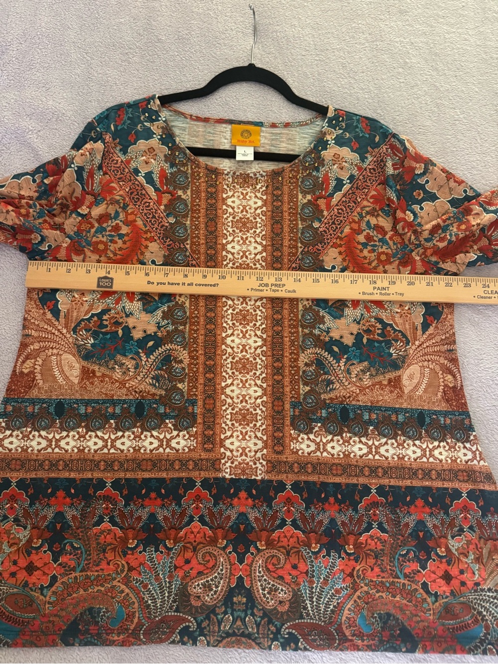 Ruby Rd. Teal & Rust Paisley Scoop Neck Tunic - Picture 4 of 7